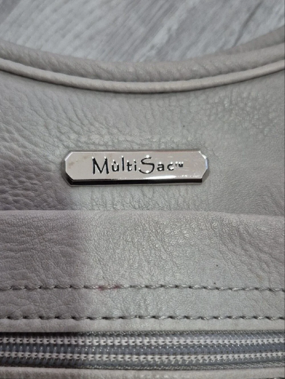 Neutral Gray Shoulder Bag with Front Zip by MultiSac